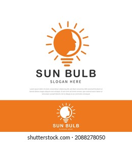 Frauenschatten Sun Bulb-Illustrationslogo.symbol.icon Vektordesign-Vorlage