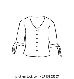 woman's shirt sketch. women's blouse, shirt, vector sketch illustration