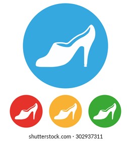Woman's Shoe icons set. Shopping vector symbol.