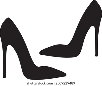 Estilo de vetor de silhueta do sapato da mulher e ilustração.