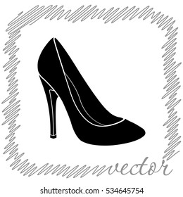 Woman's shoes  black  vector icon