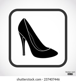 woman's shoes icon - black vector illustration
