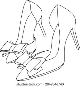 Woman's shoes icon logo. Vector. Fashionable hidh heels. Silhouett