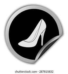 woman's shoes icon - round vector sticker