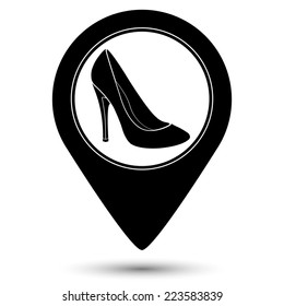 woman's shoes icon - vector map pointer 