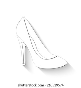 woman's shoes icon - white vector illustration with shadow