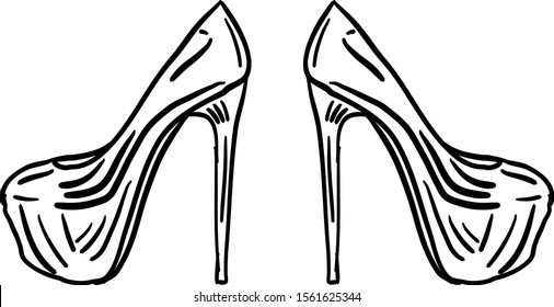 Frauenschuhe, Illustration, Vektorgrafik auf weißem Hintergrund.