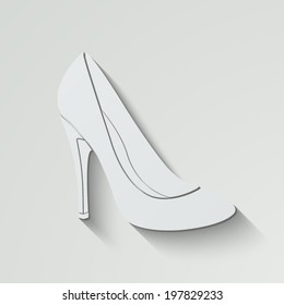 woman's shoes vector icon - paper illustration with shadow on light background