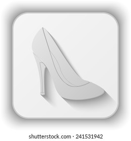woman's shoes vector icon - paper button 
