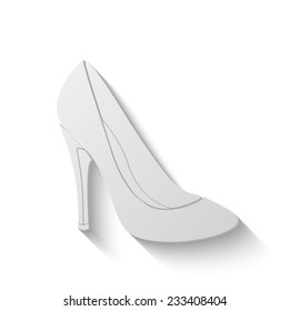 woman's shop vector icon - paper illustration on white background 