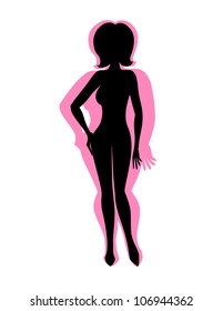 Woman's silhouette before and after diet.