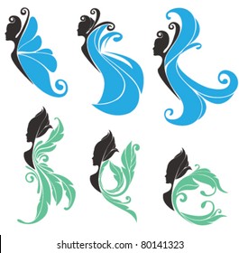 woman's silhouette with decorative nature elements