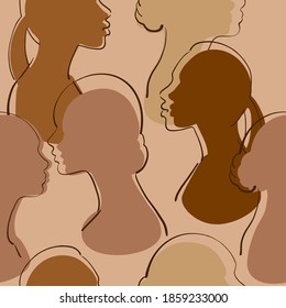 Woman's silhouette. Vector fashion seamless pattern.