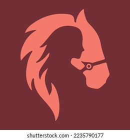 A woman's silhouette within a horse's silhouette forms the same image: art, design, illustration for T-shirt printing, poster, badge wild west style, and American western.