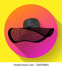 Womans summer hat flat icon fashion illustration