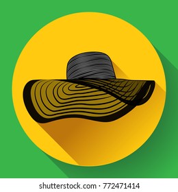 Womans summer hat flat icon fashion illustration