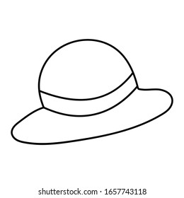 Woman's summer hat protects from the sun. Travel element. Stock vector illustration