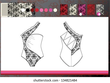 Woman's swimming suit technical drawing