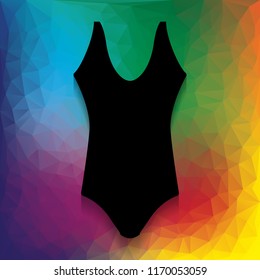 Woman's swimsuit sign. Vector. Flat style black icon on white.