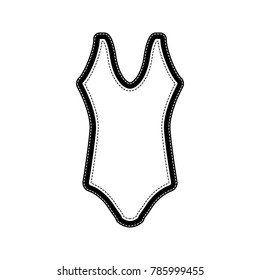 Woman's swimsuit sign. Vector. Flat style black icon on white.