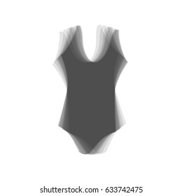 Woman`s swimsuit sign. Vector. Gray icon shaked at white background.