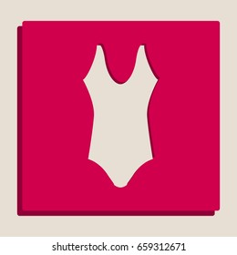 Woman's swimsuit sign. Vector. Grayscale version of Popart-style icon.