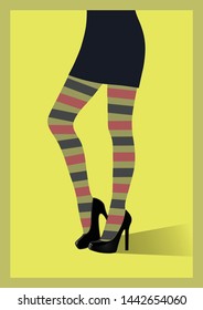 womans tights with multicolour stripes