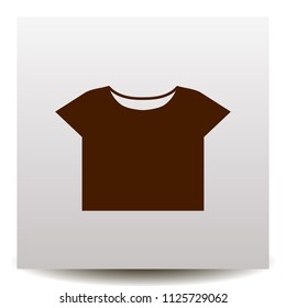 woman's t-shirt, croptop vector icon on a realistic paper background with shadow. Flat design style