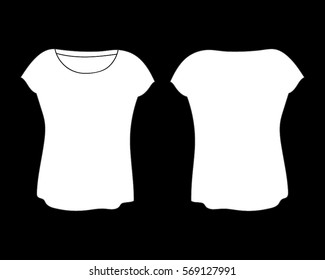 Woman's T-shirt template. Black on white. Vector illustration. Mock up. 