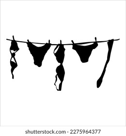 woman's underwear clothesline vector silhouette design