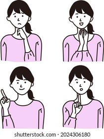 Woman's upper body vector illustration set