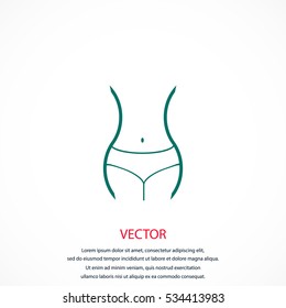 woman's waist icon, flat design best vector icon