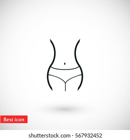 woman's waist icon, flat design best vector icon