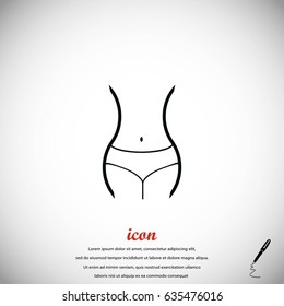 woman's waist icon, flat design best vector icon