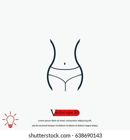 woman's waist icon, flat design best vector icon