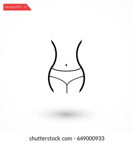 woman's waist icon, flat design best vector icon