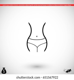 woman's waist icon, flat design best vector icon