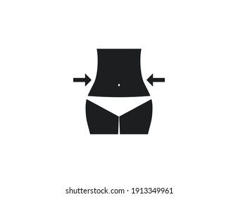 Woman's Waist, weight loss icon. Vector illustration, flat.