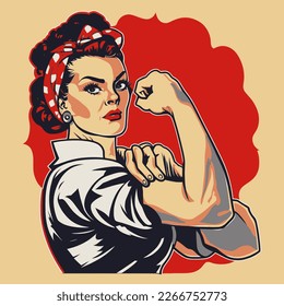 Woman'sday vector. We Can Do It. Cool vector iconic woman s fist symbol of female power