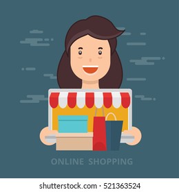 Woman,shopping concept design on clean background,vector