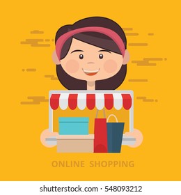 
Woman,shopping concept design on clean background,vector