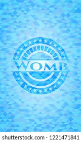 Womb sky blue emblem. Mosaic background