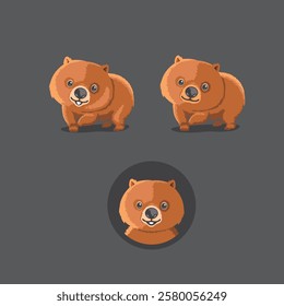 Wombat character logo mascot animals