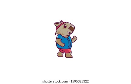 Wombat Character, Sticker, Emotions, Cartoon Mascot. - Vector