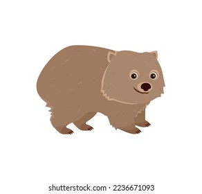 Wombat. Cute funny Australian animal. Vector cartoon flat illustration.