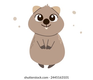 Wombat. Cute funny Australian animal. Vector cartoon flat illustration , isolate on white for children book , sticker, board or other design uses.