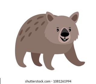 Wombat cute grey spotted animal icon isolated on white background