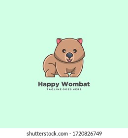 wombat cute logo design cartoon animal ilustration