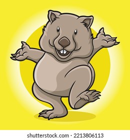 Wombat Dancing Smile Happy Mascot Vector Design