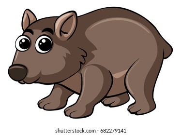 Wombat With Happy Face Illustration